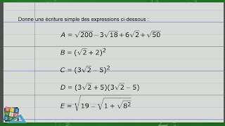 Exercice corrigé de Maths 3eme  Fascicule ADEM  Activités numériques  Racine carrée [upl. by Pulchia279]