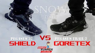 NIKE PEGASUS TRAIL 2 VS NIKE PEGASUS 37 SHIELD  SNOW TEST [upl. by Birk]