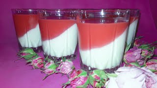 تحلية بناكوتا بالفراولة بدون كريمة ولا جيلاتين ،بطريقة سهلة وناجحة  strawberry panna cotta recipe [upl. by Nozicka354]