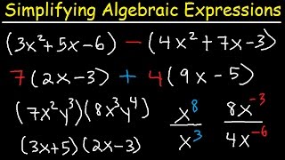 Simplifying Algebraic Expressions With Parentheses amp Variables  Combining Like Terms  Algebra [upl. by Carine]