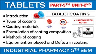 Tablet Coating complete  Part 5 Unit 2  Industrial pharmacy 5th semester [upl. by Talie]