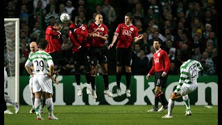 Champions League Moments  Shunsuke Nakamura Freekick Goals vs Manchester United [upl. by Ertha504]