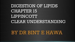 Digestion of Lipids  Chapter 15 Lippincott  Biochemistry made easy by DR BINT E HAWA [upl. by Nonnahc877]