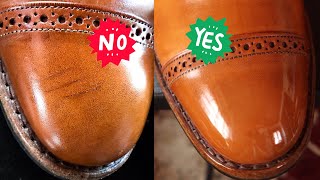 FIXING SCRATCHES IN LEATHERShoe Restoration Tutorial on Allen Edmonds Fifth Avenues [upl. by Thurston]