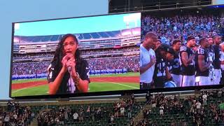 Nayah Damasen 13 yo National Anthem First Home Game Raiders vs Lions 2018 [upl. by Ahtaela]