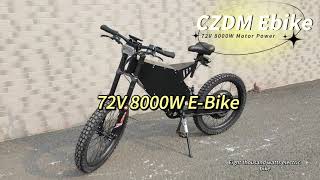 CZDM Ebike  72v 8000w stealth bomber electric bike with upgraded DNM front fork 60mph max speed [upl. by Natsyrt]