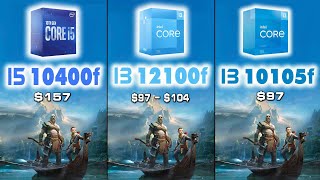 i3 12100f vs i5 10400f vs 10105f in 8 games with god of war [upl. by Nlycaj]