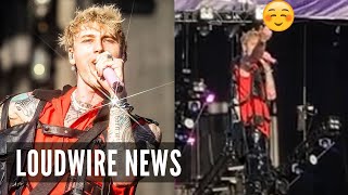 MGK Flips Off Haters at Aftershock Gets Pelted With Bottles  Tree Branches [upl. by Lasorella]