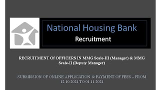 National Housing Bank Recruitment for Manager and Deputy Manager  ScaleII amp ScaleIII post [upl. by Aletse]