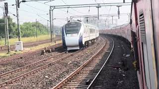 Jalna LTT vandebharat express overtaking Chennai express at Diva [upl. by Letreece]