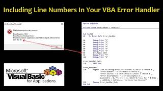 VBA  Including Line Numbers In Your Error Handler [upl. by Hollah]