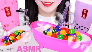 ASMR RECIPE TAPIOCA PEARL BATHTUBE BUBBLE TEA SOHNs QampA 타피오카펄 만들기 공차 버블티 욕조먹방 스페셜 큐엔에이 MUKBANG [upl. by Hplodnar]