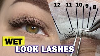 WET LOOK LASH  How to create a wispy eyelash extensions  Hybrid Set [upl. by Neila]