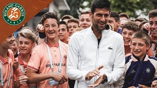 Novak Djokovic with ballboys I RolandGarros 2018 [upl. by Enelahs]