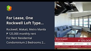 For Lease One Rockwell Loft Type Condominium in Makati City [upl. by Mesics382]