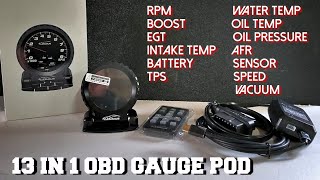 13 in 1 OBD II CAMMUS LCD Guage Pod Install and Review [upl. by Aidnama]