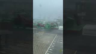 Typhoon Krathon causes containers to blow off in Kaohsiung Harbor [upl. by Nalyd727]