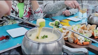 퐁듀 식당 가봤어요 AMWF 국제커플 국제가족 한미가족 한미커플 We went to Fondue Restaurant [upl. by Berkeley]