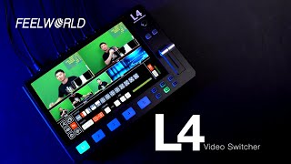 FEELWORLD L4 101 Inch Multi Camera Video Switcher 4 HDMI in and 1 SDI in for Live Streaming [upl. by Dunston]