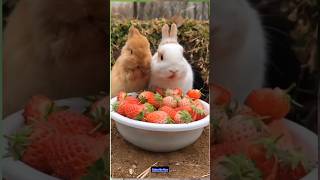 Cute rabbit eat strawberry। Shorts tiktok vairal short cartoon [upl. by Raychel]