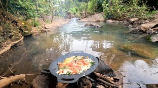 Cooking In The Wild outdoor cooking Eggs stirfried with wild vegetables [upl. by Anilek750]