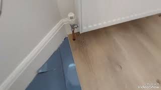 Cutting flooring around radiator pipe [upl. by Ahsaet]