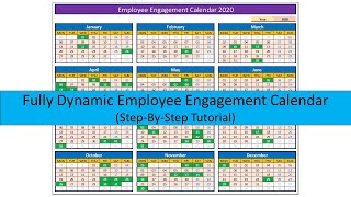 How to Make Fully Dynamic Employee Engagement Calendar for 2020 in Excel [upl. by Duahsar]