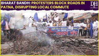 Bharat Bandh 2024 Protestors block roads in Patna locals unable to commute [upl. by Blakeley]