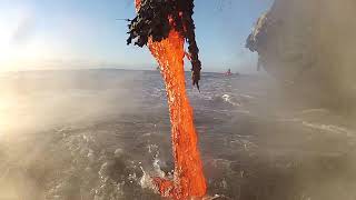 Amazing up close footage of Lava entering the ocean [upl. by Eulau509]