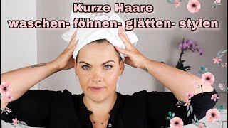 Kurze Haare Glatt Föhnen  Kurze Haare Stylen  Alltagsroutine [upl. by Perl529]