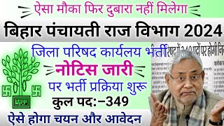 बिहार जिला परिषद कार्यलय भर्ती 2024 बिहार पंचायती राज विभाग भर्ती 2024 Bihar New Jobs 2024 [upl. by Artenra117]