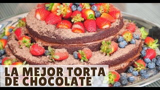 Torta de Chocolate con Cacao Orgánico Fresas y Chocolate Bíter [upl. by Eidnam285]