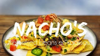 NACHOS  REFRIED BEANS  ROMIGE KAASSAUS  Lets Vegan [upl. by Ximenes]