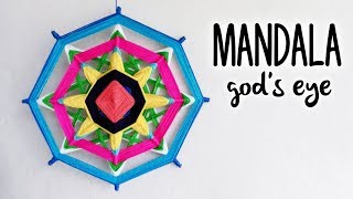 GODS EYE craft OJO DE DIOS mandala  step by step TUTORIAL by Crochet Lovers [upl. by Kabab]