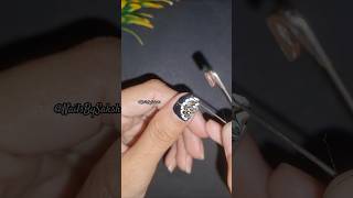 Easy black flower nails🖤🤍 nailart nails trending easynailartforgirls youtubeshorts shorts [upl. by Arratal]