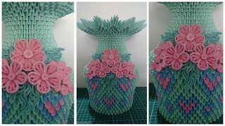 How To Make 3D Origami Quilling Flowers Vase V1 [upl. by Jolanta]