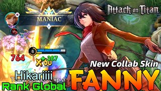 Mikasa Fanny New Attack on Titan Skin Gameplay  Top Global Fanny by Hikariiii  Mobile Legends [upl. by Bridge]