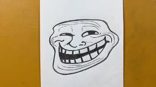 How to draw troll face step by step  original   easy to draw  for beginners [upl. by Buke]