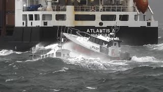 Pilot boats amp ship boarding in rough weather [upl. by Nivloc]