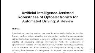 Artificial Intelligence Assisted Robustness of Optoelectronics for Automated Driving A Review [upl. by Woermer765]