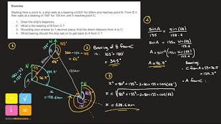 Bearings Trigonometry Problem with Cosine Rule and Sine Rule  Exam Question Solved [upl. by Aivatco]