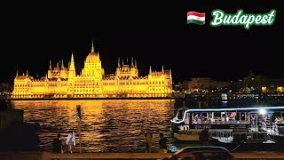 🇭🇺 Budapest Hungary Day amp Night Walking tour Elzbet Bridge The Parliament [upl. by Lemay308]