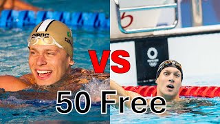 Cesar Cielo VS Caeleb Dressel 50 Free  Side By Side [upl. by Ybanrab]