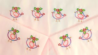 Beautiful Hand Embroidery Bedsheet  Bird Design  Chain StitchBack stitchFrench knot [upl. by Siahc]