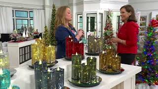 Set of 3 Illuminated Crackle Glass Candles by Valerie on QVC [upl. by Norek]