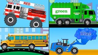 Learning Colors Collection Vol 2  Learn Colours Monster Trucks Garbage Trucks Tow Trucks [upl. by Gilbye]