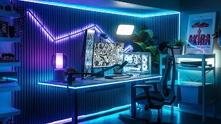 Building The Ultimate Gaming Desk Setup  Full DIY Makeover [upl. by Aneled]