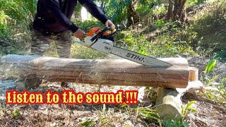 Original stihl chainsaw sound in high rpm when splitting woodStock muffler Ms 382 [upl. by Nissa]