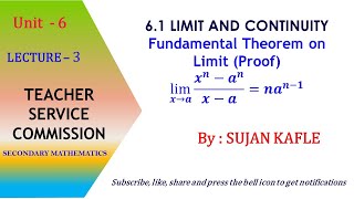 Unit 6 Calculus and Mechanics  Limit and Continuity Fundamental Theorem on Limit Sujan Kafle [upl. by Aitnuahs861]