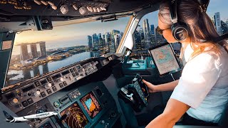 BOEING 777 Stunning LANDING SINGAPORE Airport RWY20R  Cockpit View  Life Of An Airline Pilot [upl. by Notsecnirp]